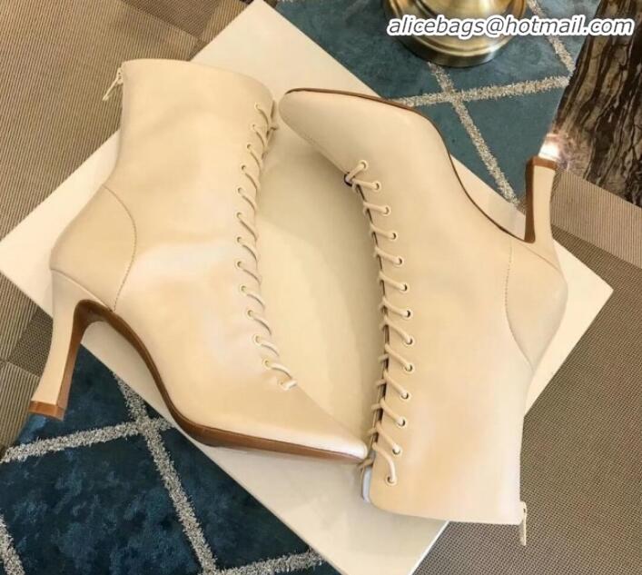 Unique Grade Celine Glove Bootie Laced Ankle Boot in Lambskin C82207 White