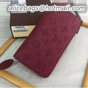 Stylish Faux Louis Vuitton Grained Mahina Leather Zippy Wallet M81234 Burgundy