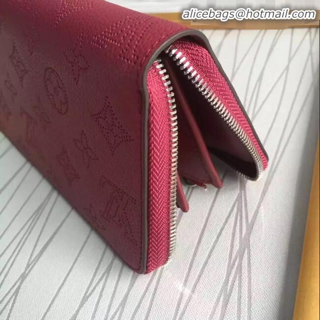 Stylish Faux Louis Vuitton Grained Mahina Leather Zippy Wallet M81234 Burgundy