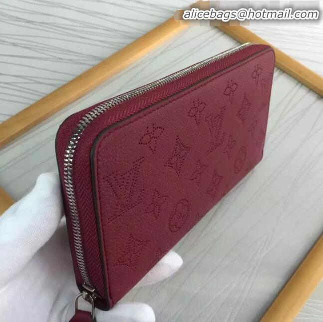 Stylish Faux Louis Vuitton Grained Mahina Leather Zippy Wallet M81234 Burgundy