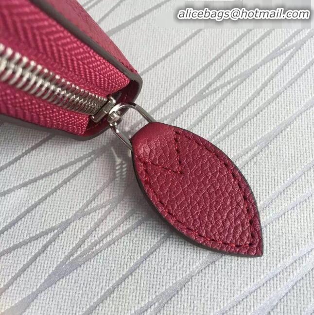 Stylish Faux Louis Vuitton Grained Mahina Leather Zippy Wallet M81234 Burgundy