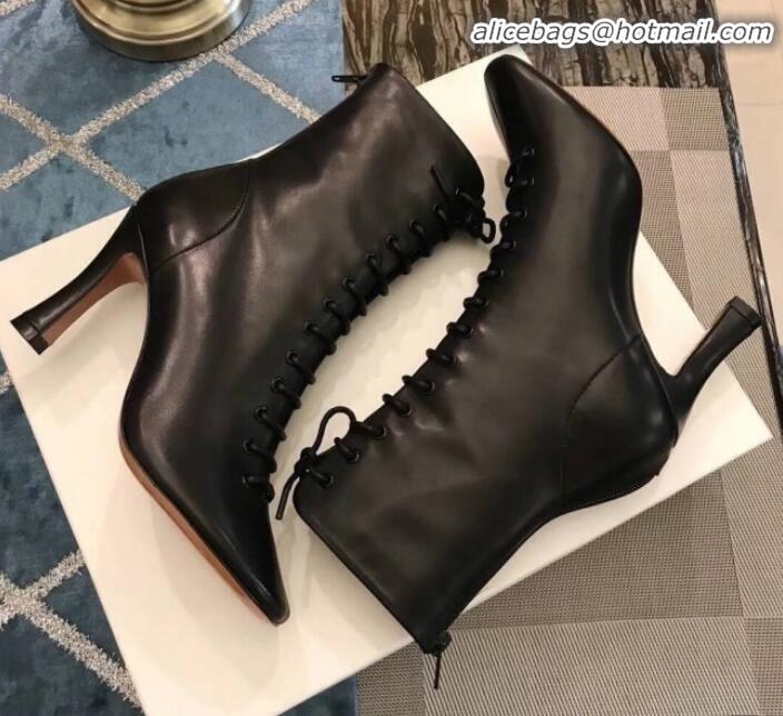 Most Popular Celine Glove Bootie Laced Ankle Boot in Lambskin C82207 Black