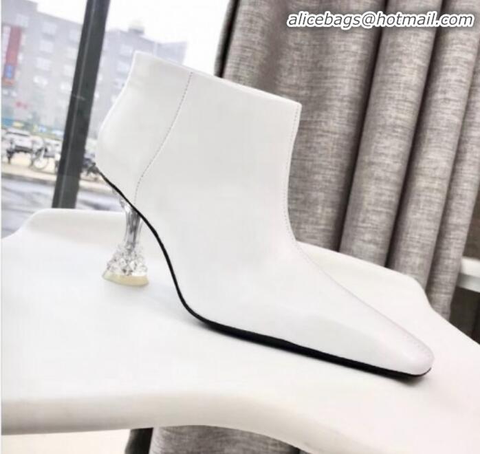 Low Price Celine Lambskin Ankle Boot with Crystal Heel C01555 White