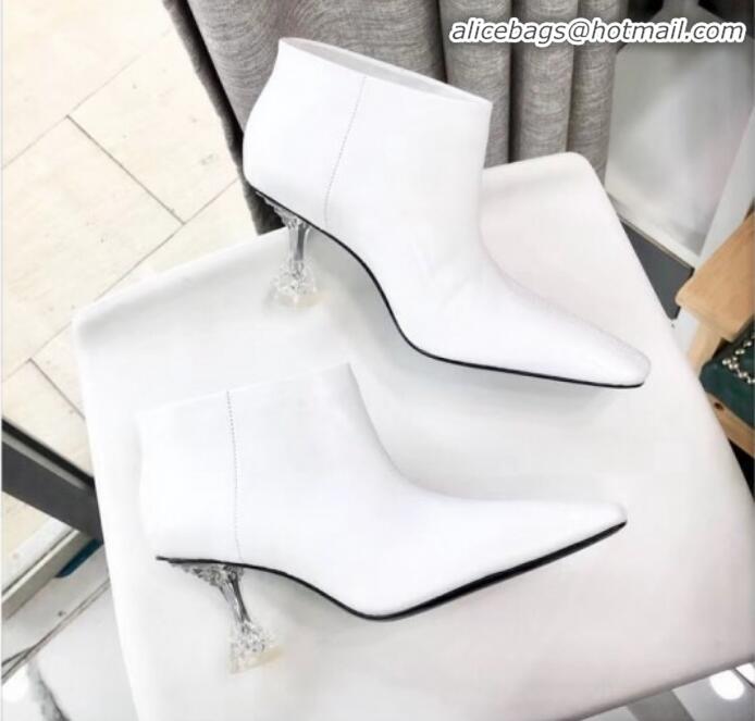 Low Price Celine Lambskin Ankle Boot with Crystal Heel C01555 White