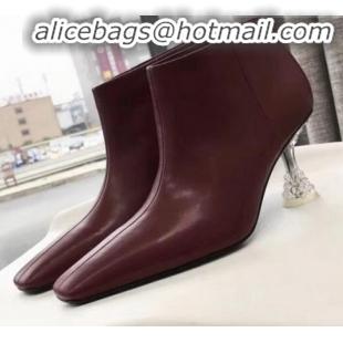 Shop Duplicate Celine Lambskin Ankle Boot with Crystal Heel C01555 Burgundy