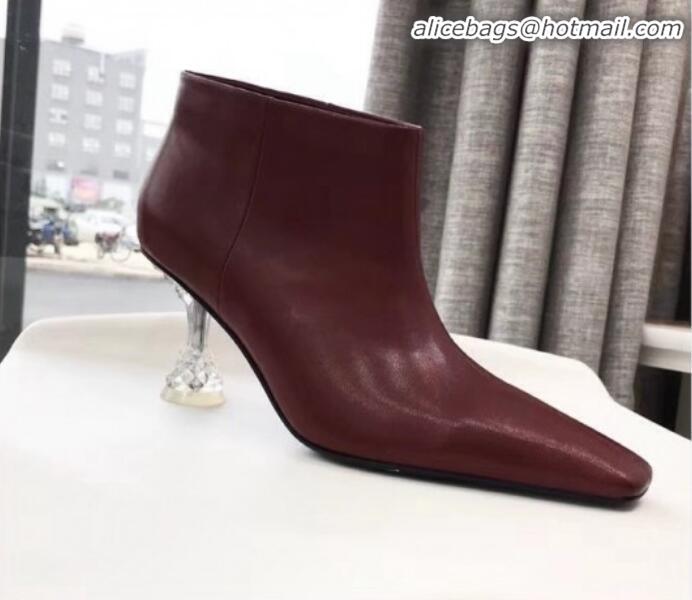 Shop Duplicate Celine Lambskin Ankle Boot with Crystal Heel C01555 Burgundy