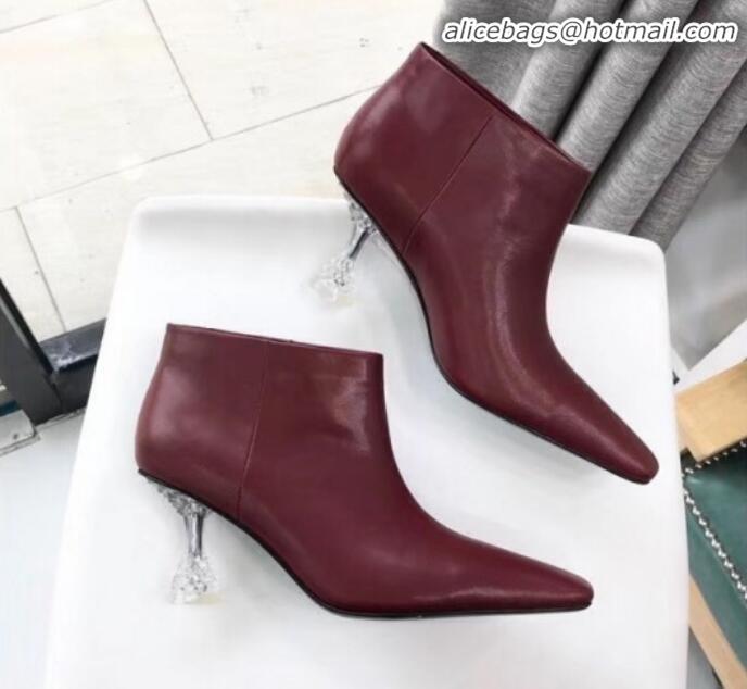 Shop Duplicate Celine Lambskin Ankle Boot with Crystal Heel C01555 Burgundy