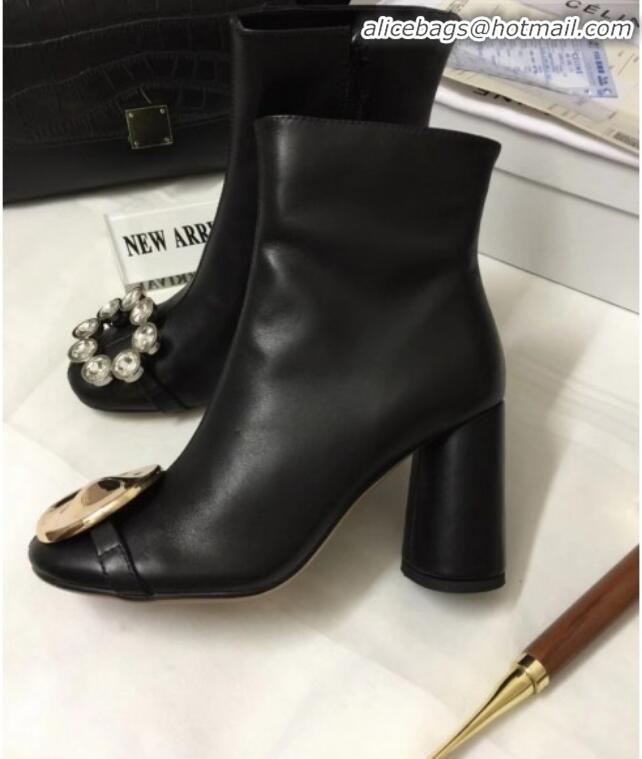 Top Quality Celine Calfskin Ankle Boot with Crystal C10155 Black 