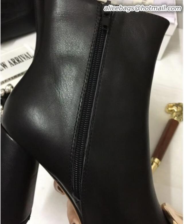 Top Quality Celine Calfskin Ankle Boot with Crystal C10155 Black 