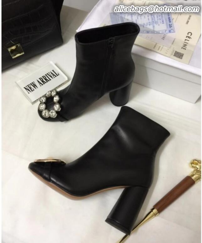 Top Quality Celine Calfskin Ankle Boot with Crystal C10155 Black 