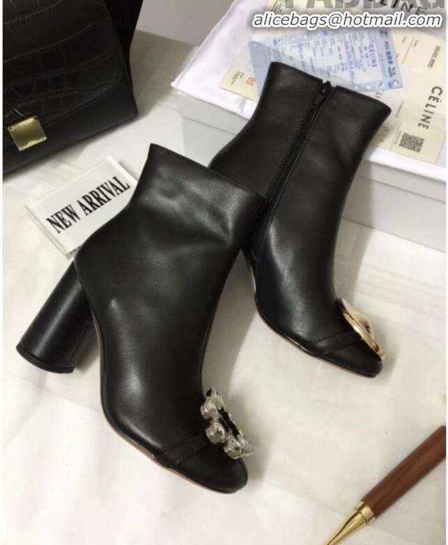 Top Quality Celine Calfskin Ankle Boot with Crystal C10155 Black 