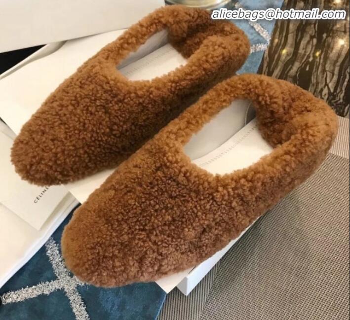 Cute Celine Cosy Slipper Flat in Shearing C10322 Brown