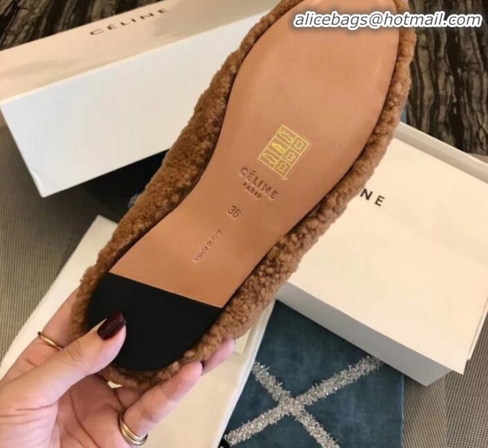 Cute Celine Cosy Slipper Flat in Shearing C10322 Brown