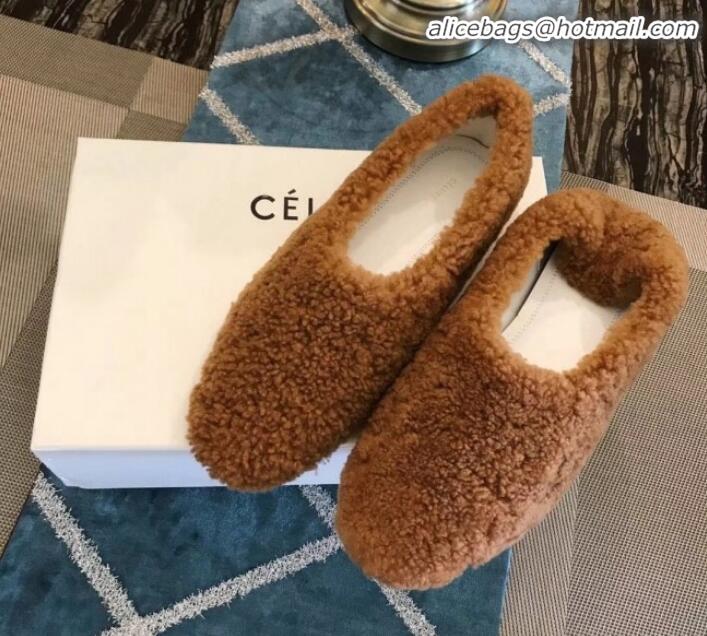 Cute Celine Cosy Slipper Flat in Shearing C10322 Brown