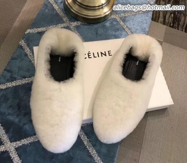 Grade Design Celine Cosy Slipper Flat in Shearing C10322 White