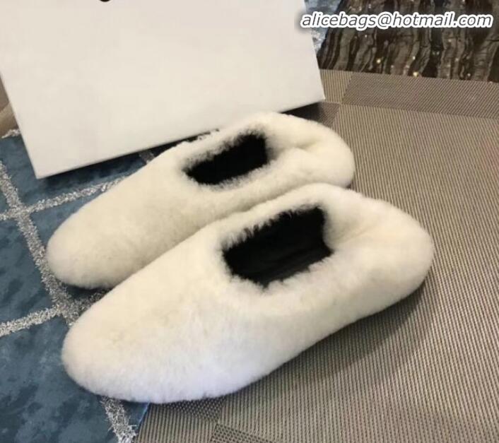 Grade Design Celine Cosy Slipper Flat in Shearing C10322 White