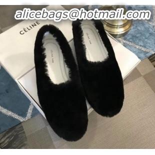 Top Quality Celine Cosy Slipper Flat in Shearing C10322 Black