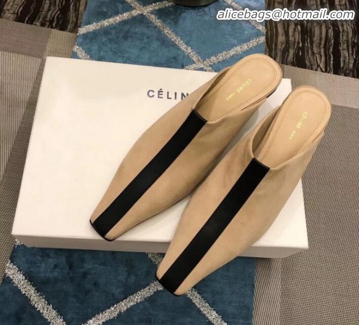 New Style Celine Suede Leather Mules with 4cm Crystal Heel C10326