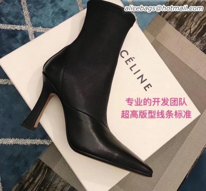 Discount Celine Lambskin Ankle Boot 10cm Heel Black Winter C10327