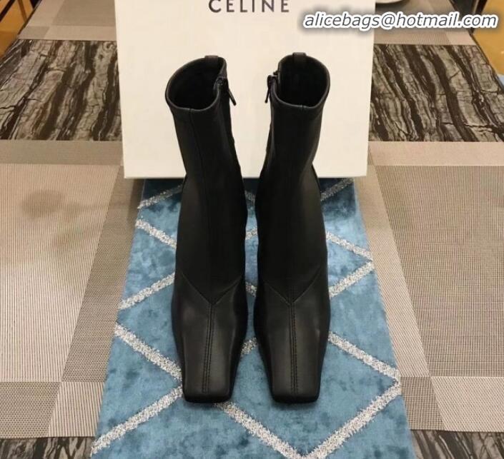 Discount Celine Lambskin Ankle Boot 10cm Heel Black Winter C10327