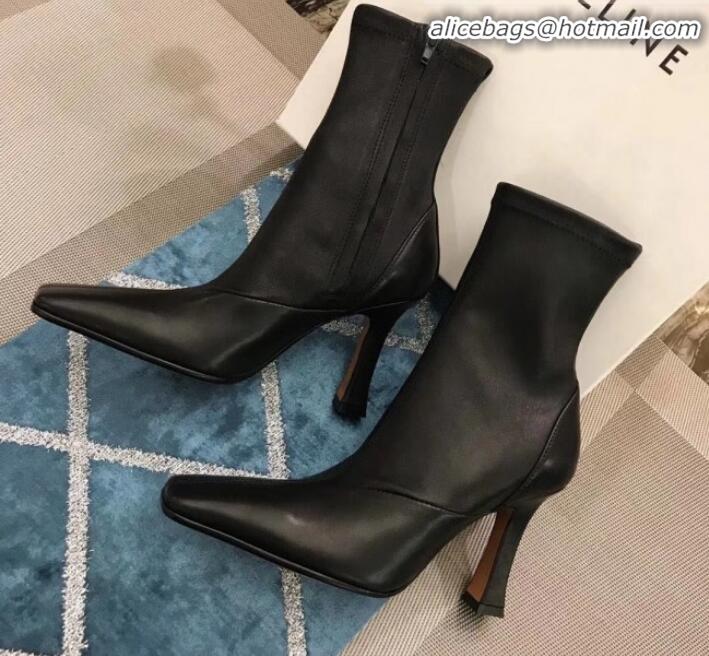 Discount Celine Lambskin Ankle Boot 10cm Heel Black Winter C10327