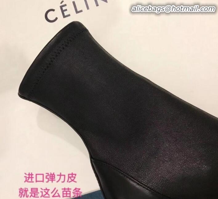 Discount Celine Lambskin Ankle Boot 10cm Heel Black Winter C10327