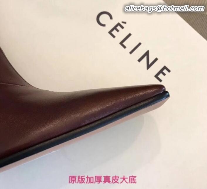 Best Price Celine Lambskin Ankle Boot 10cm Heel Winter C10327 Burgundy