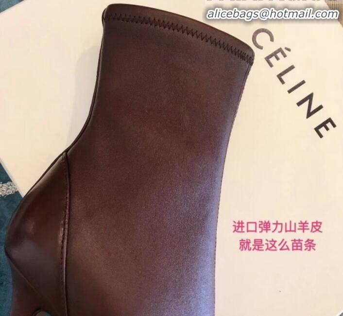 Best Price Celine Lambskin Ankle Boot 10cm Heel Winter C10327 Burgundy