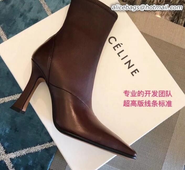 Best Price Celine Lambskin Ankle Boot 10cm Heel Winter C10327 Burgundy