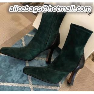 Discount Celine Suede Ankle Boot 10cm Heel Winter C10327 Green