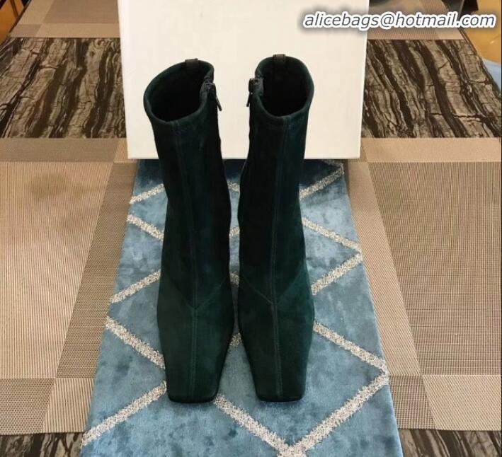 Discount Celine Suede Ankle Boot 10cm Heel Winter C10327 Green