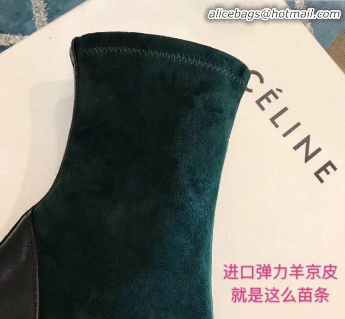 Discount Celine Suede Ankle Boot 10cm Heel Winter C10327 Green