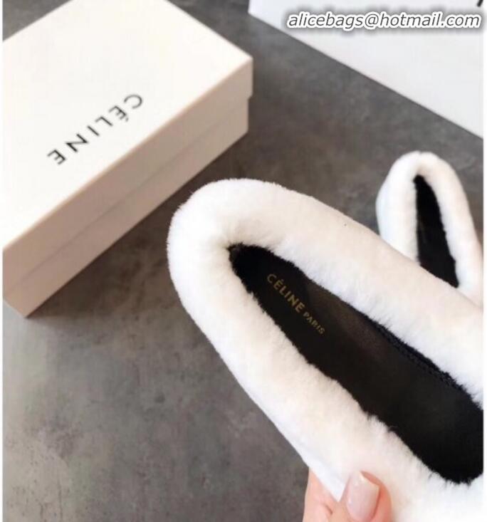 Charming Celine Wool Flat Loafers C82106 White