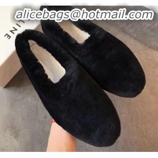 Best Quality Celine Wool Flat Loafers C82106 Black