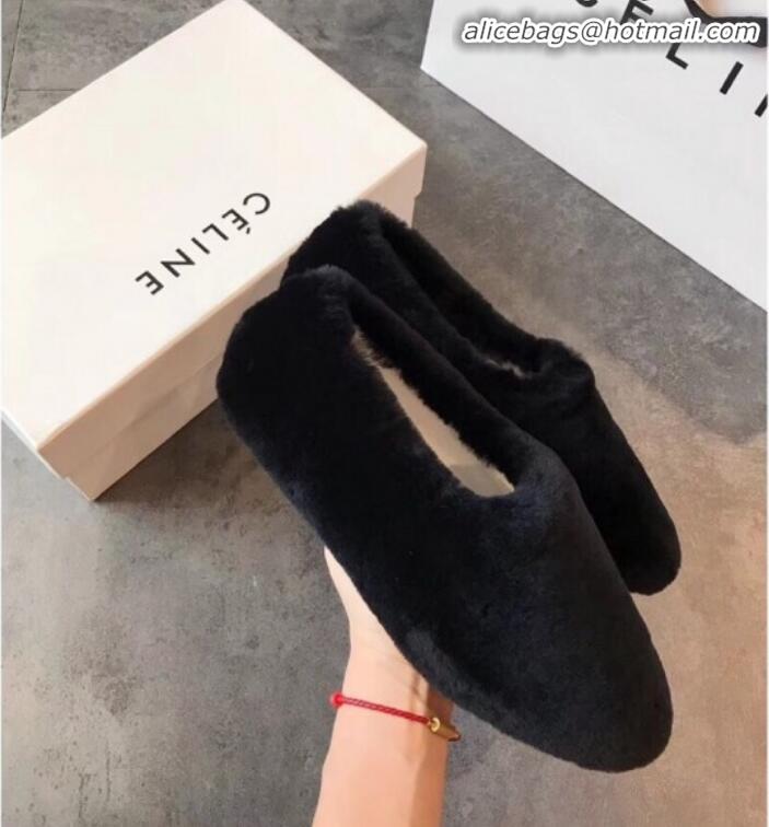 Best Quality Celine Wool Flat Loafers C82106 Black