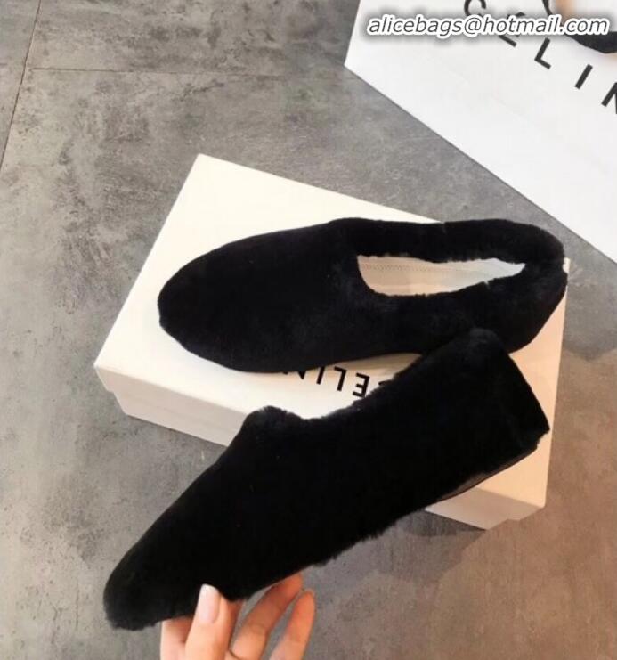 Best Quality Celine Wool Flat Loafers C82106 Black