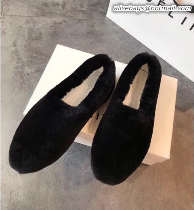 Best Quality Celine Wool Flat Loafers C82106 Black