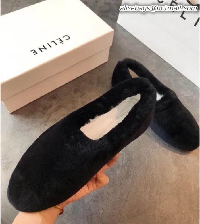 Best Quality Celine Wool Flat Loafers C82106 Black