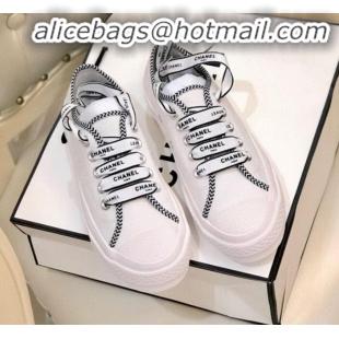 Luxury Discount Chanel x Converse Contrasting Trim Canvas Sneakers C30321 White 2020