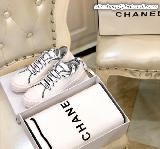 Luxury Discount Chanel x Converse Contrasting Trim Canvas Sneakers C30321 White 2020