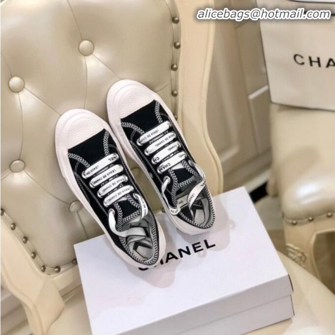 Luxury Chanel x Converse Contrasting Trim Canvas Sneakers C30321 Black 2020