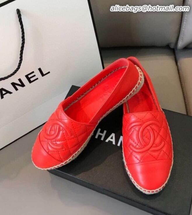 Good Taste Chanel Quilted Calfskin Flat Espadrilles G29762 Dark Red 2020