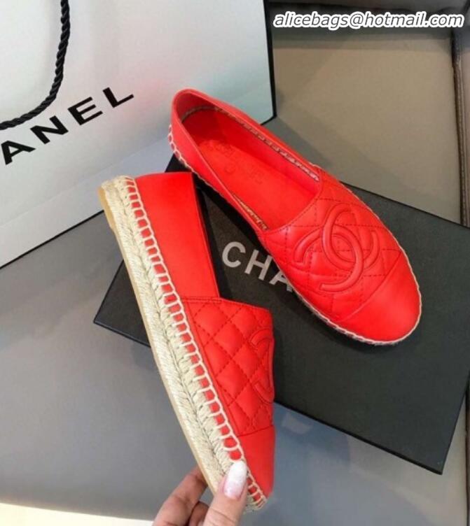 Good Taste Chanel Quilted Calfskin Flat Espadrilles G29762 Dark Red 2020