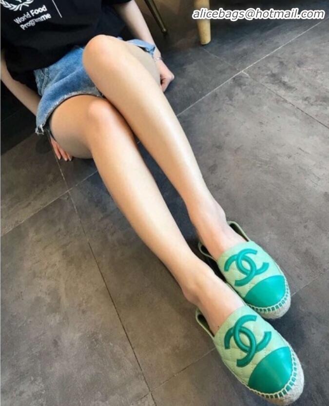 Best Luxury Chanel Quilted Calfskin Flat Espadrilles G29762 Green 2020