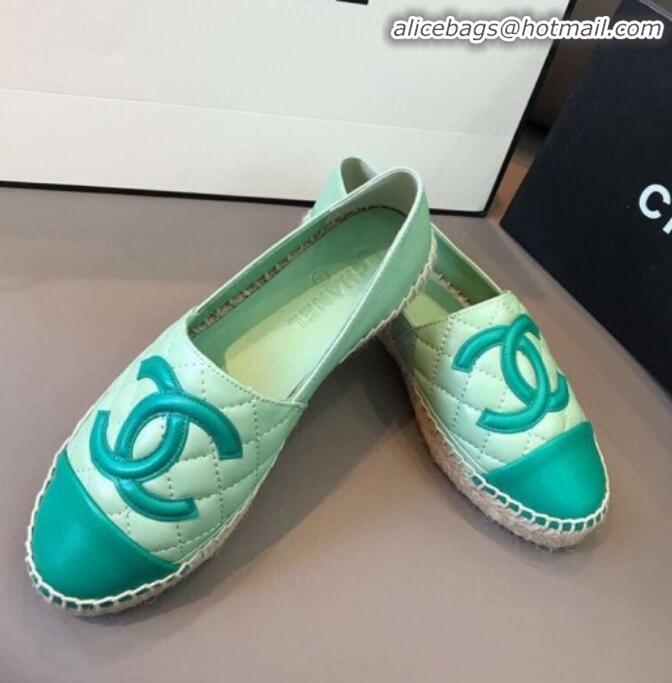 Best Luxury Chanel Quilted Calfskin Flat Espadrilles G29762 Green 2020