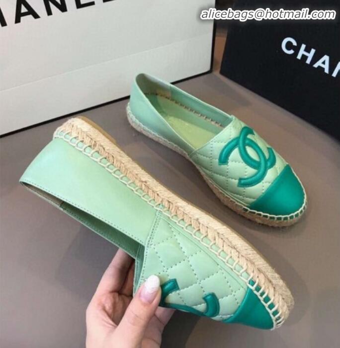 Best Luxury Chanel Quilted Calfskin Flat Espadrilles G29762 Green 2020