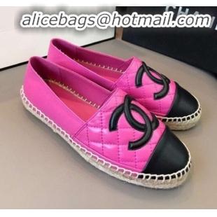 Good Product Chanel Quilted Calfskin Flat Espadrilles G29762 Hot Pink/Black 2020