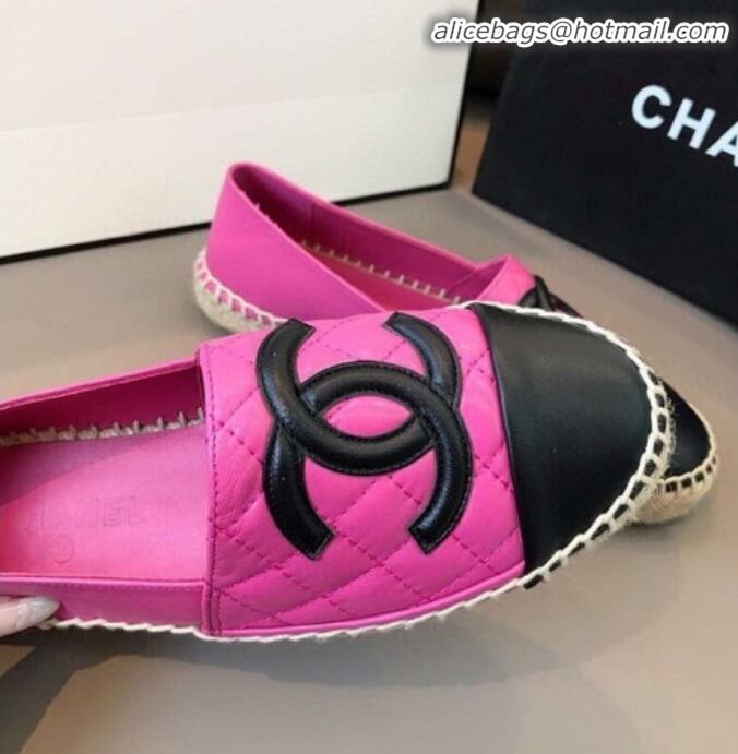 Good Product Chanel Quilted Calfskin Flat Espadrilles G29762 Hot Pink/Black 2020