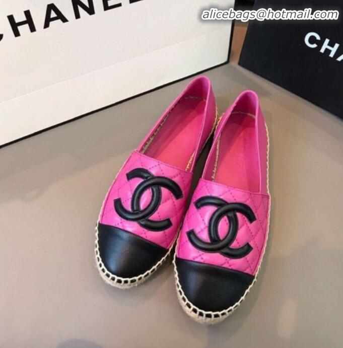 Good Product Chanel Quilted Calfskin Flat Espadrilles G29762 Hot Pink/Black 2020