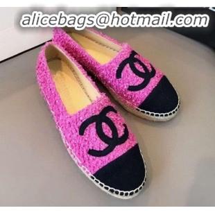 Best Design Chanel Tweed Flat Espadrilles G29762 Pink/Black 2020